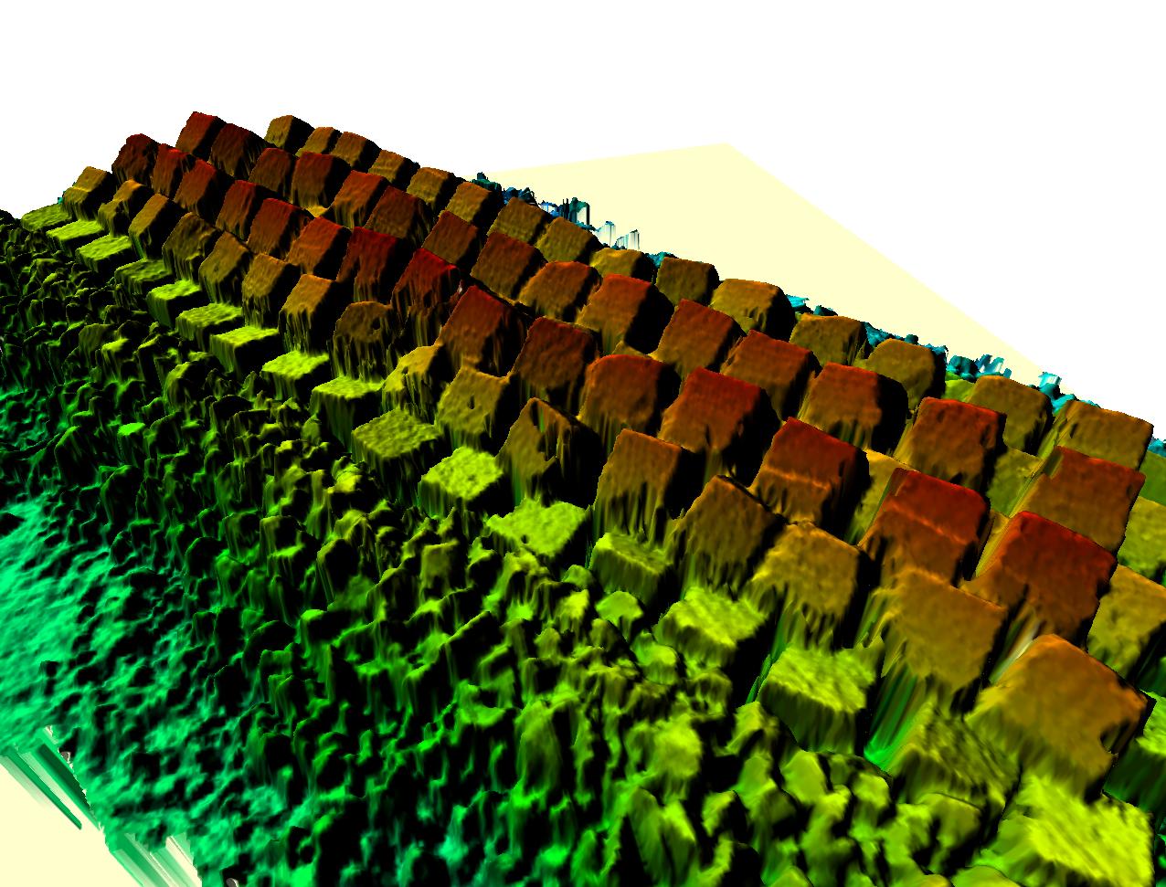 3D beeld gemaakt door laser en multibeam echolood metingen van de Harde Zeewering van Maasvlakte 2.